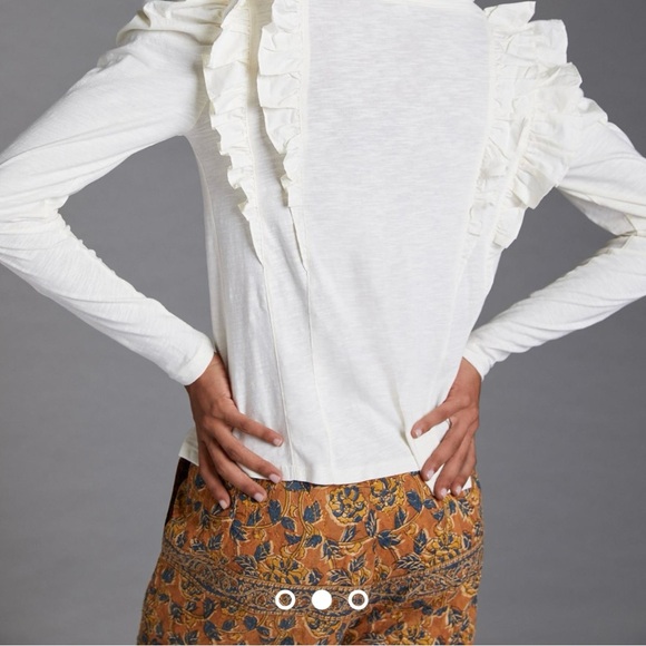 Anthropologie Ruffled V-Neck Top, Small - Picture 3 of 8